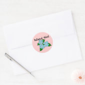 Sticker Rond Fille de l'île Fleurs tropicales (Enveloppe)