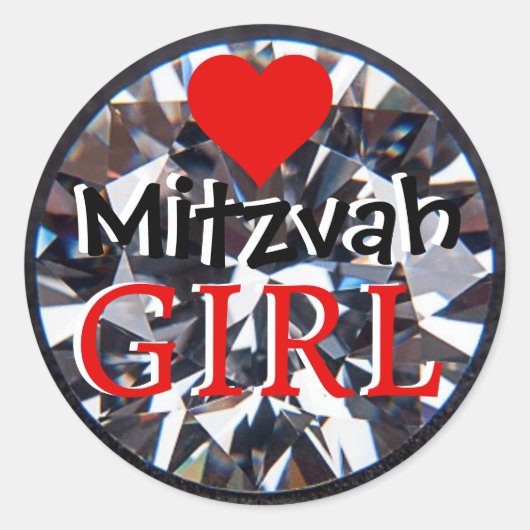 Sticker Rond Fille de Mitzvah de diamant (Devant)