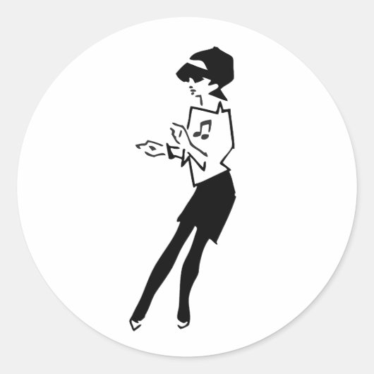 Sticker Rond Fille de musique ska (Devant)