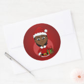 Sticker Rond Fille de Noël afro-américaine aux cheveux courts (Enveloppe)