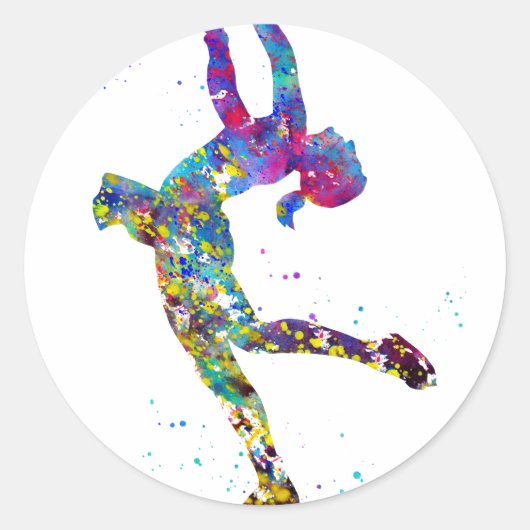 Sticker Rond Fille de patinage sur glace (Devant)