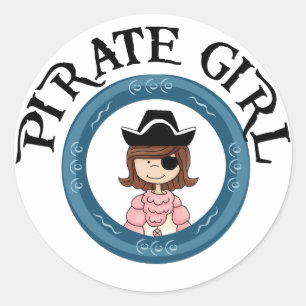 Sticker Rond Fille de pirate