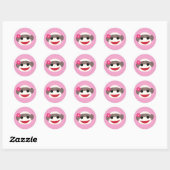 Sticker Rond Fille de Singe Rose Sock (Feuille)