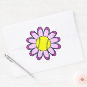 Sticker Rond Fille de softball rose (Enveloppe)