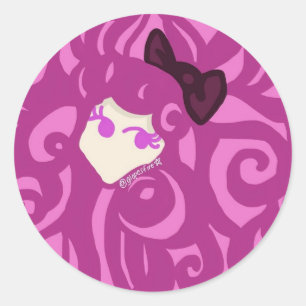 Sticker Rond Fille de sucrerie de coton