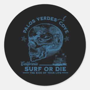 Sticker Rond Fille de surf de la plage de Palos Verdes sur l'oc