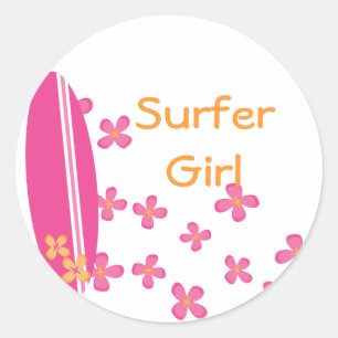 Sticker Rond Fille de surfer