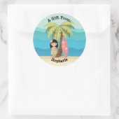 Sticker Rond Fille de surfer hawaïenne (Sac)