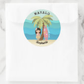 Sticker Rond Fille de surfer hawaïenne (Sac)
