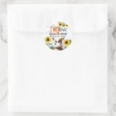 Sticker Rond Fille de Tournesol de vache Brown Deuxième anniver (Sac)