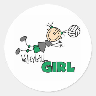 Sticker Rond Fille de volley-ball