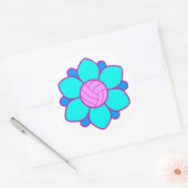 Sticker Rond Fille de volley-ball bleu (Enveloppe)