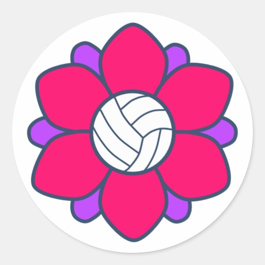 Sticker Rond Fille de volley-ball rose chaud (Devant)