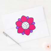 Sticker Rond Fille de volley-ball rose chaud (Enveloppe)