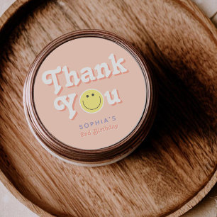 Sticker Rond Fille deux Super 2e anniversaire Merci Favor