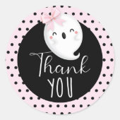 Sticker Rond Fille d'Halloween Anniversaire Merci rose noir (Devant)