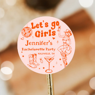 Sticker Rond Fille d'honneur de fête de fiançailles disco orang