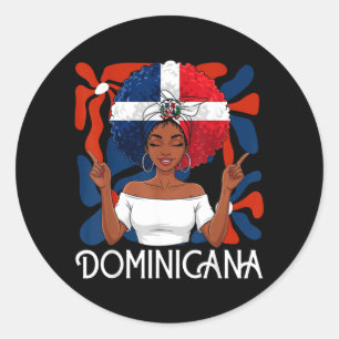 Sticker Rond Fille dominicaine Afro-latine République dominicai