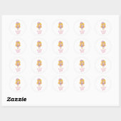 Sticker Rond fille douce (Feuille)
