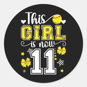 Sticker Rond Fille Douce 11 Ans Anniversaire 11 Ans Joueuse Dou