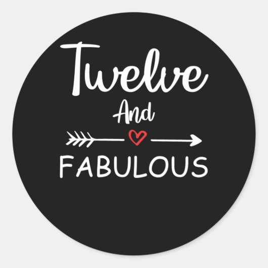 Sticker Rond Fille Douzième anniversaire 12 ans Anniversaire Fi (Devant)