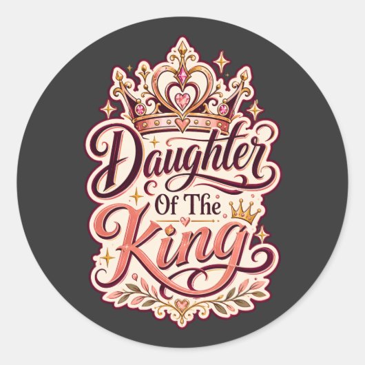 Sticker Rond Fille du Roi Conception Foi Chrétienne (Devant)