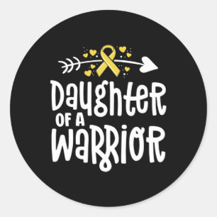 Sticker Rond Fille D'Un Guerrier Cadeau Famille Enfance Cancer