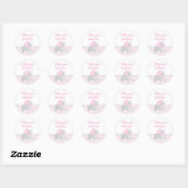 Sticker Rond Fille Eléphant Baby shower rose Grey Chevron (Feuille)