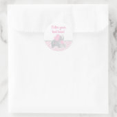 Sticker Rond Fille Eléphant Baby shower rose Grey Chevron (Sac)