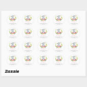 Sticker Rond Fille Eléphant Baby shower rose Merci Favor (Feuille)