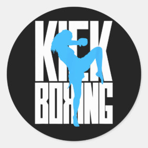Sticker Rond Fille en entraînement de kickboxing