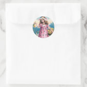Sticker Rond Fille en robe rose (Sac)