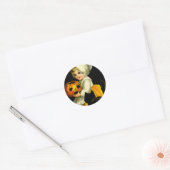 Sticker Rond Fille et chat noir (Enveloppe)