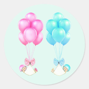 Sticker Rond Fille et garçon jumeaux