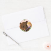 Sticker Rond Fille et ours (Enveloppe)