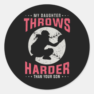 Sticker Rond Fille Fille Fille Fille Drôle Joueuse De Baseball 