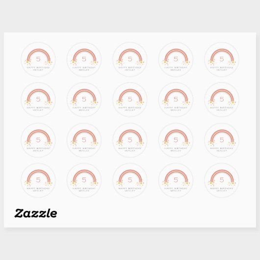 Sticker Rond Fille Fleur Arc-En-Ciel Daisy Anniversaire (Feuille)