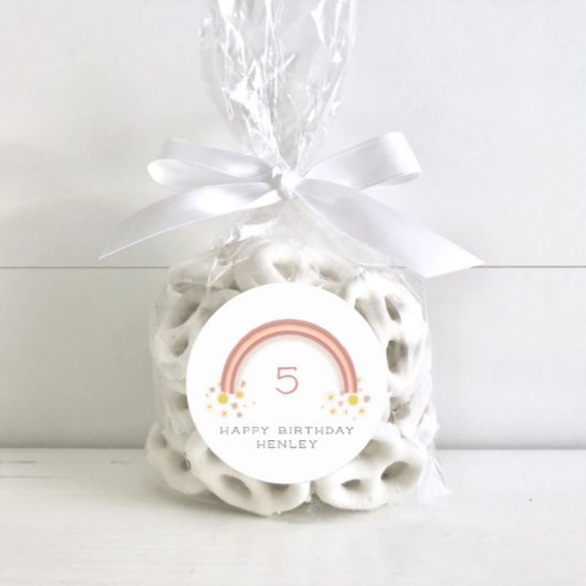 Sticker Rond Fille Fleur Arc-En-Ciel Daisy Anniversaire