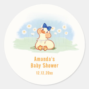Sticker Rond Fille Fleur Coquette Oie Folle Baby Shower
