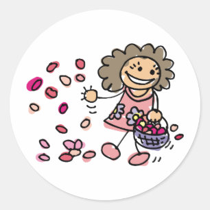Sticker Rond Fille Fleur Le Jour Du Mariage
