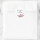 Sticker Rond Fille Fleur Rose Anniversaire Favoriser (Sac)