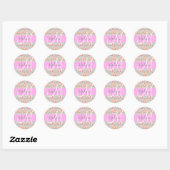 Sticker Rond Fille Floral Gris rose Pêche Citrouille Nom (Feuille)
