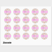 Sticker Rond Fille Floral Gris rose Pêche Citrouille Nom (Feuille)