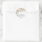Sticker Rond Fille Floral verdure Baby shower pastel doux (Sac)