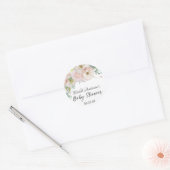Sticker Rond Fille Floral verdure Baby shower pastel doux (Enveloppe)