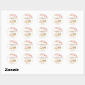 Sticker Rond Fille Florale Citrouille rose 1er anniversaire (Feuille)