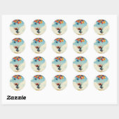 Sticker Rond Fille flottante avec ballons (Feuille)