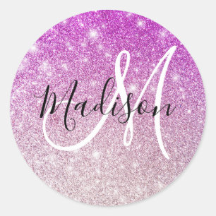 Sticker Rond Fille & Glam Purple Parties scintillant Étincelles
