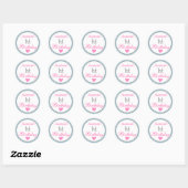 Sticker Rond Fille Glam rose et bleu clair Parties scintillant  (Feuille)