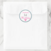 Sticker Rond Fille Glam rose et bleu clair Parties scintillant  (Sac)